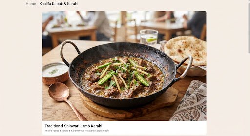 Traditional Shinwari Lamb Karahi served sizzling in an authentic black cast iron wok, rich natural meat juices, tender lamb cubes, fresh ginger batons, halved green chili peppers, and sprigs of fresh cilantro.